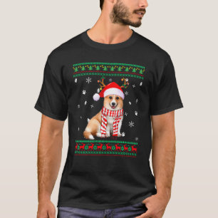 Ugly Sweater Christmas Corgi Dog Santa Reindeer T-Shirt