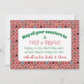 Ugly Sweater Christmas Foto Feiertagskarte (Rückseite)