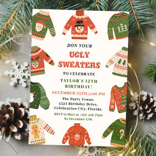 Ugly Sweater Christmas Geburtstagsparty Einladung