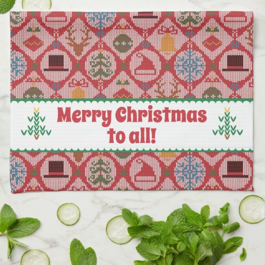 Ugly Sweater Christmas Geschirrtuch (Gefaltet)