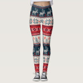 Ugly Sweater Christmas Knitter Pattern Rentier Leggings (Vorderseite)
