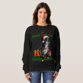 Ugly Sweater Christmas Lights Boston Terrier Dog L Sweatshirt (Vorne ganz)