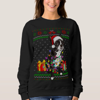 Ugly Sweater Christmas Lights Boston Terrier Dog L Sweatshirt