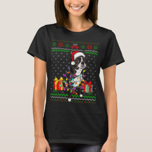 Ugly Sweater Christmas Lights Boston Terrier Dog L T-Shirt