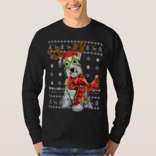 Ugly Sweater Christmas Lights Schnauzer Doppy Pupp T-Shirt