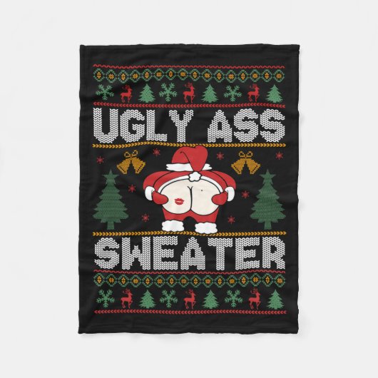 Ugly Sweater Christmas Long Sleeve Fleecedecke (Vorderseite)