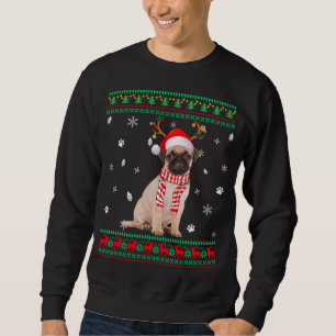 Ugly Sweater Christmas Mops Dog Santa Reindeer Sweatshirt