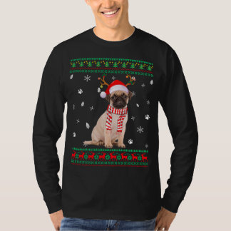 Ugly Sweater Christmas Mops Dog Santa Reindeer T-Shirt