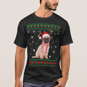 Ugly Sweater Christmas Mops Dog Santa Reindeer T-Shirt