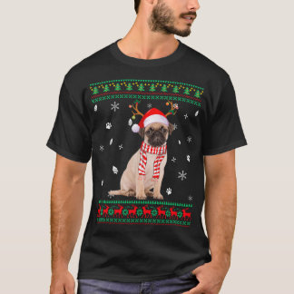 Ugly Sweater Christmas Mops Dog Santa Reindeer T-Shirt