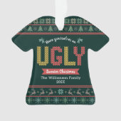 Ugly Sweater Christmas Nordic Hunter Green Strick Ornament (Vorderseite)