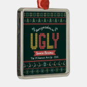 Ugly Sweater Christmas Nordic Hunter Green Strick Ornament Aus Metall (Rechts)