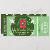 Ugly Sweater Christmas Office Ticket Party Einladung (Vorne/Hinten)