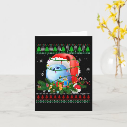Ugly Sweater Christmas Pajama Bowling Xmas Lights Karte (Gelbe Blume)