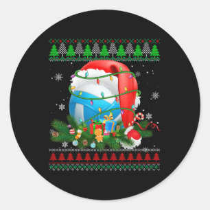 Ugly Sweater Christmas Pajama Volleyball Xmas Ligh Runder Aufkleber