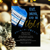 Ugly Sweater Christmas Party Black Blue Strick Einladung