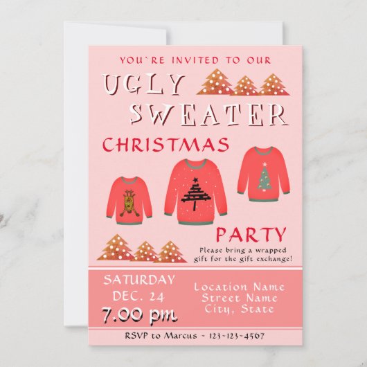 Ugly Sweater Christmas Party Einladung (Vorderseite)