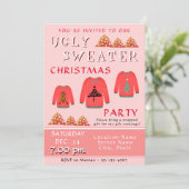Ugly Sweater Christmas Party Einladung (Stehend Vorderseite)