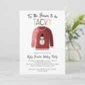 Ugly Sweater Christmas Party Einladung (Stehend Vorderseite)