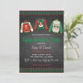 Ugly Sweater Christmas Party Einladung (Stehend Vorderseite)