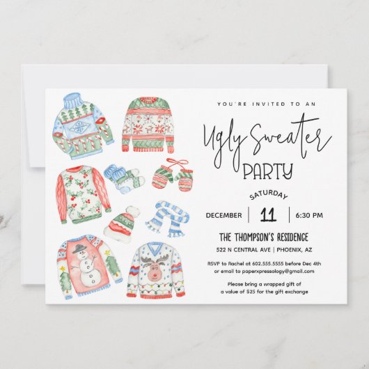 Ugly Sweater Christmas Party Einladung (Vorderseite)
