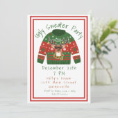 Ugly Sweater Christmas Party Einladung (Stehend Vorderseite)