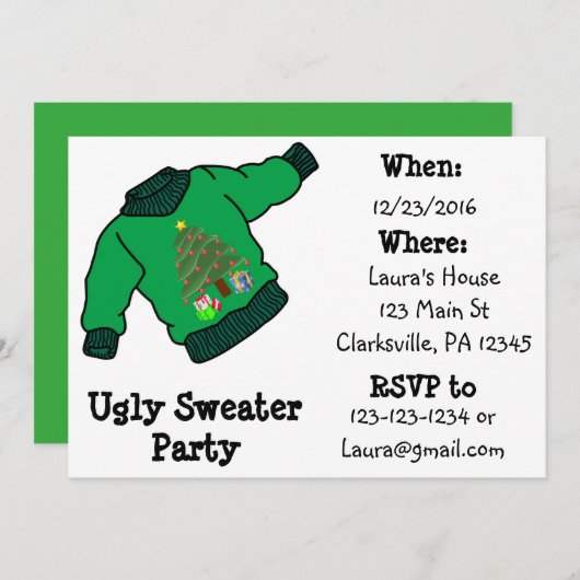 Ugly Sweater Christmas Party Einladung (Vorne/Hinten)