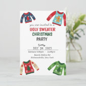 Ugly Sweater Christmas Party Einladung (Stehend Vorderseite)