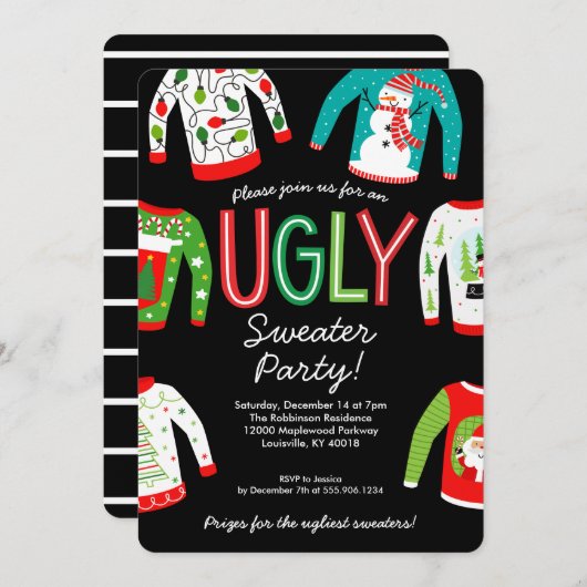 Ugly Sweater Christmas Party Einladung (Vorne/Hinten)