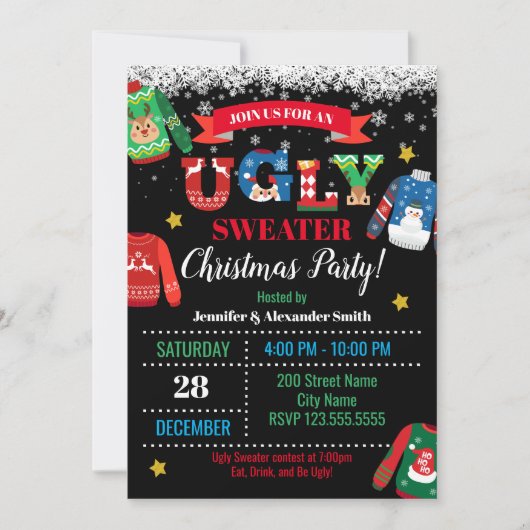 Ugly Sweater Christmas Party Einladung (Vorderseite)