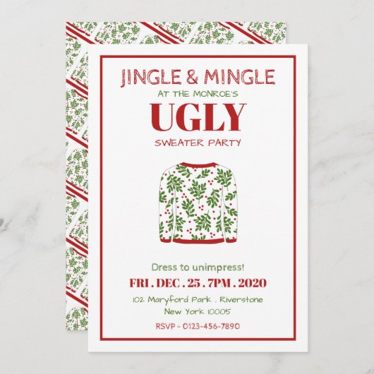 Ugly Sweater Christmas Party Einladung (Vorne/Hinten)