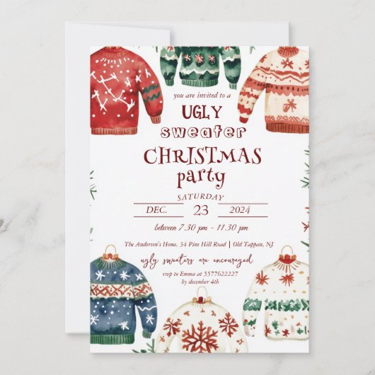 Ugly Sweater Christmas Party Einladung (Vorderseite)