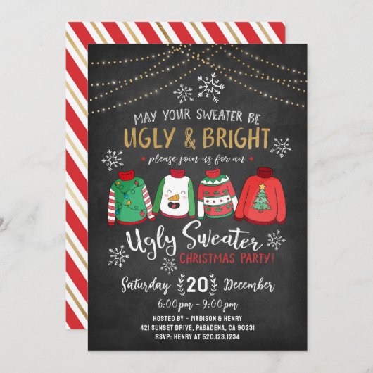 Ugly Sweater Christmas Party Einladung (Vorne/Hinten)