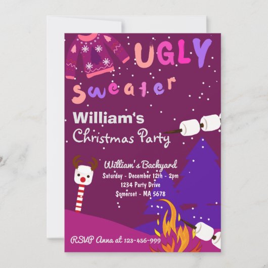 Ugly Sweater Christmas Party Einladung (Vorderseite)