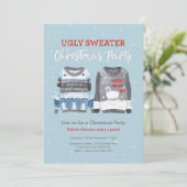 Ugly Sweater Christmas Party Einladung (Stehend Vorderseite)