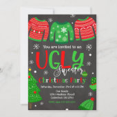 Ugly Sweater Christmas Party Einladung Chalkboard (Vorderseite)