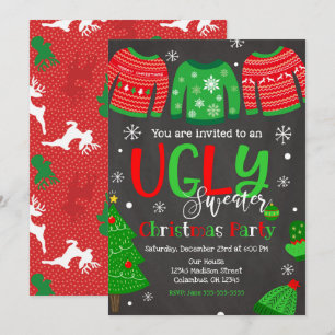 Ugly Sweater Christmas Party Einladung Chalkboard