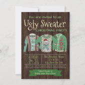 Ugly Sweater Christmas Party Einladungen Rustikal (Vorderseite)
