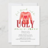Ugly Sweater Christmas Party Funny Heart Kostüm Einladung (Vorderseite)