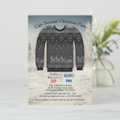Ugly Sweater Christmas Party, Gray with Deer, ZPR Einladung (Stehend Vorderseite)