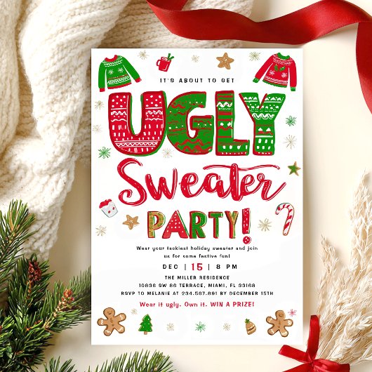 Ugly Sweater Christmas Party Invitation Einladung