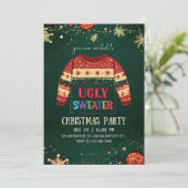 Ugly Sweater Christmas Party Invitation Einladung (Stehend Vorderseite)