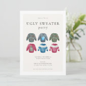 Ugly Sweater Christmas Party laden Einladung (Stehend Vorderseite)