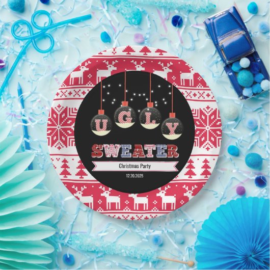 Ugly Sweater Christmas Party Pappteller (Party)