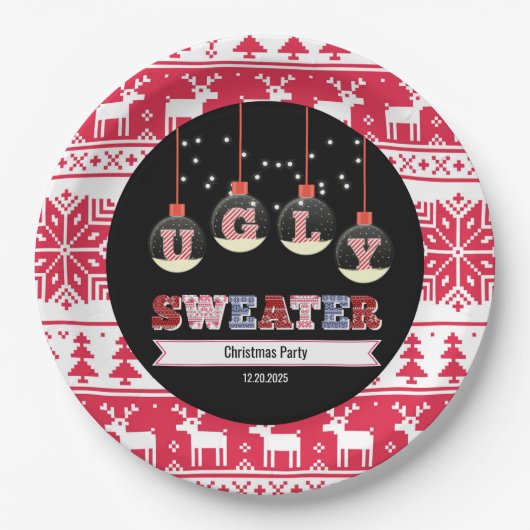 Ugly Sweater Christmas Party Pappteller (Vorderseite)