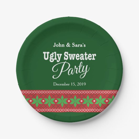 Ugly Sweater Christmas Party, Personalisiert Pappteller (Vorderseite)