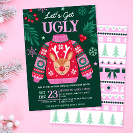 Ugly Sweater Christmas Party Rentier und Holly Einladung