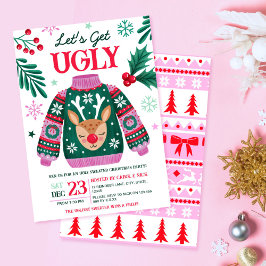 Ugly Sweater Christmas Party Rentier und Holly Einladung