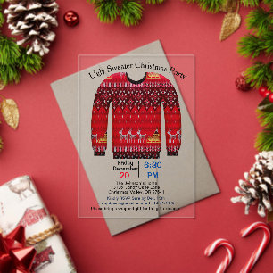 Ugly Sweater Christmas Party, Rot mit Hirsch Acryleinladungen