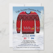 Ugly Sweater Christmas Party, Rot mit Hirsch Einladung (Vorderseite)